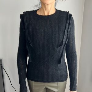 Black cashmere ruffle sweater
